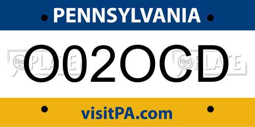 O02OCD Pennsylvania License Plate