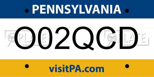 O02QCD Pennsylvania License Plate