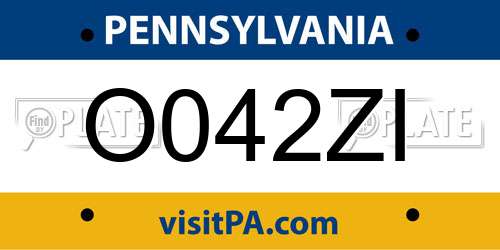 O042ZI Pennsylvania License Plate