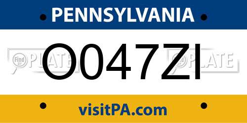 O047ZI Pennsylvania License Plate