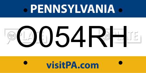 O054RH Pennsylvania License Plate