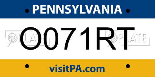 O071RT Pennsylvania License Plate