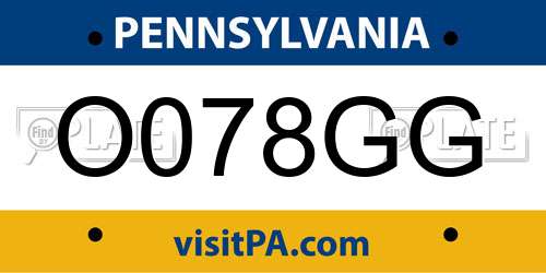 O078GG Pennsylvania License Plate