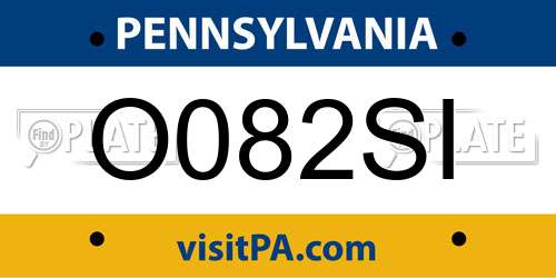 O082SI Pennsylvania License Plate