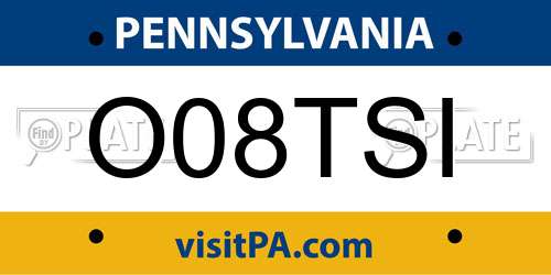 O08TSI Pennsylvania License Plate