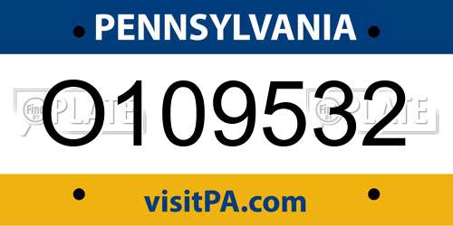 O109532 Pennsylvania License Plate