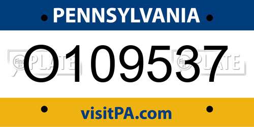 O109537 Pennsylvania License Plate