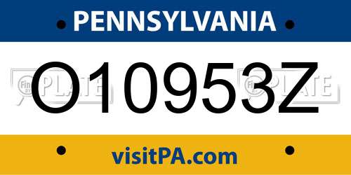 O10953Z Pennsylvania License Plate