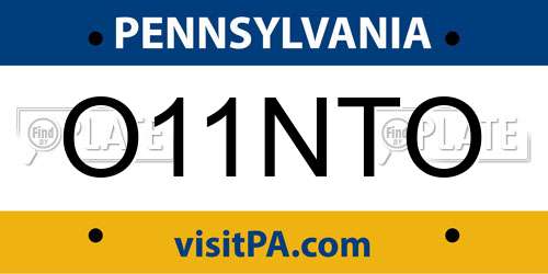 O11NTO Pennsylvania License Plate