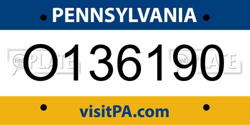 O136190 Pennsylvania License Plate