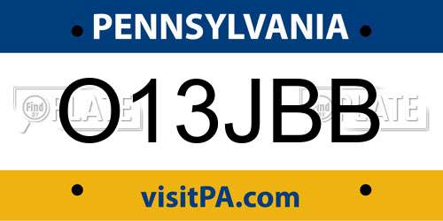 O13JBB Pennsylvania License Plate
