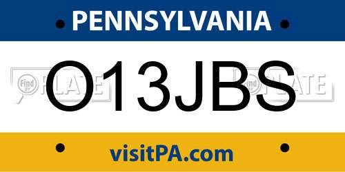 O13JBS Pennsylvania License Plate