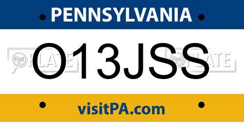 O13JSS Pennsylvania License Plate