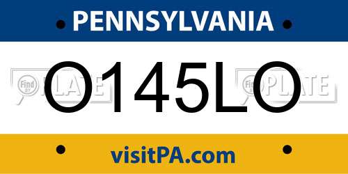 O145LO Pennsylvania License Plate
