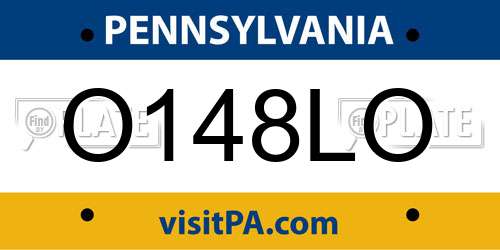 O148LO Pennsylvania License Plate