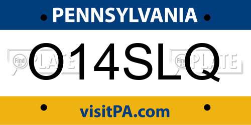 O14SLQ Pennsylvania License Plate