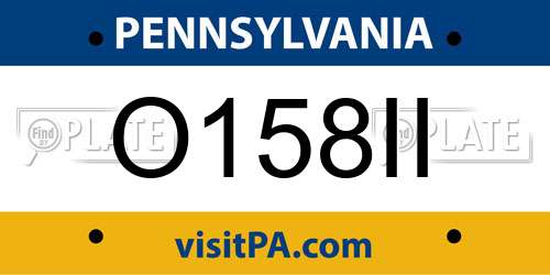 O158II Pennsylvania License Plate