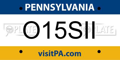 O15SII Pennsylvania License Plate
