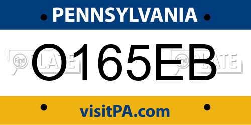 O165EB Pennsylvania License Plate