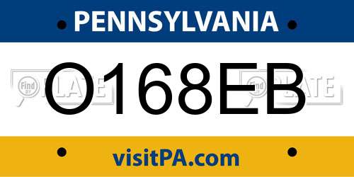 O168EB Pennsylvania License Plate