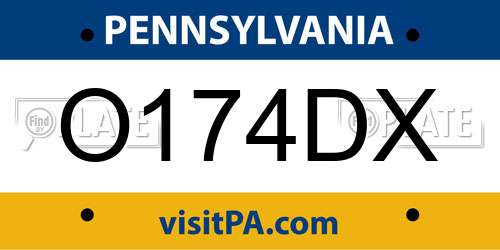 O174DX Pennsylvania License Plate