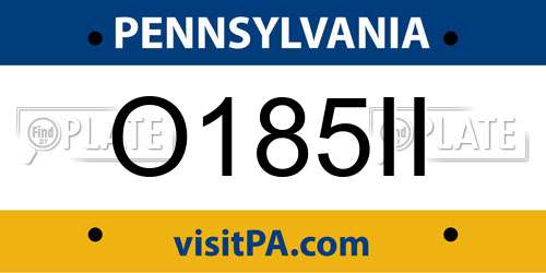 O185II Pennsylvania License Plate