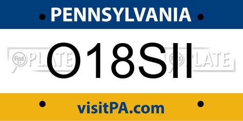 O18SII Pennsylvania License Plate