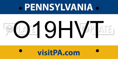 O19HVT Pennsylvania License Plate
