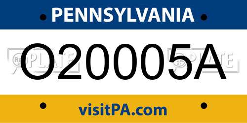 O20005A Pennsylvania License Plate