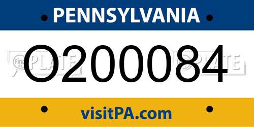 O200084 Pennsylvania License Plate