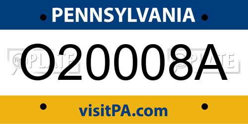 O20008A Pennsylvania License Plate