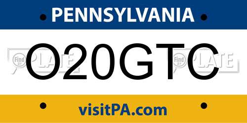 O20GTC Pennsylvania License Plate
