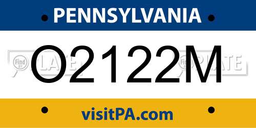 O2122M Pennsylvania License Plate