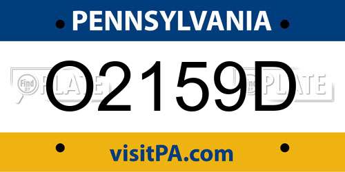 O2159D Pennsylvania License Plate