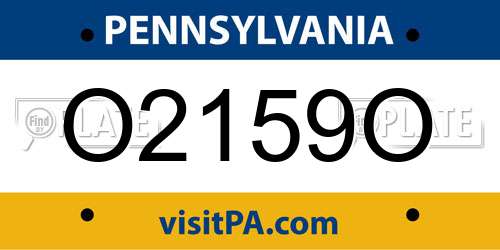 O2159O Pennsylvania License Plate
