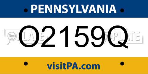 O2159Q Pennsylvania License Plate