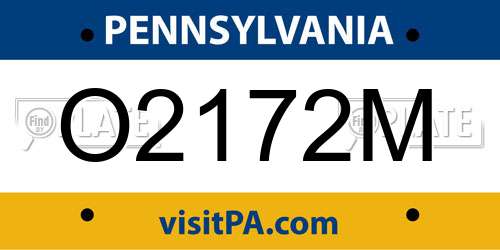 O2172M Pennsylvania License Plate