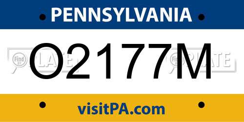 O2177M Pennsylvania License Plate