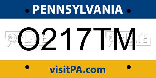 O217TM Pennsylvania License Plate