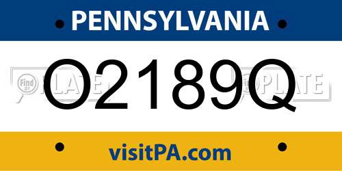 O2189Q Pennsylvania License Plate