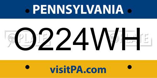 O224WH Pennsylvania License Plate