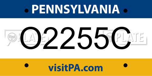 O2255C Pennsylvania License Plate