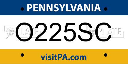O225SC Pennsylvania License Plate