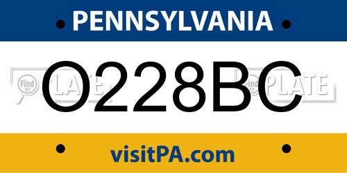 O228BC Pennsylvania License Plate