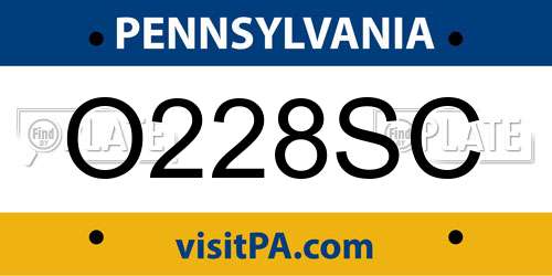 O228SC Pennsylvania License Plate