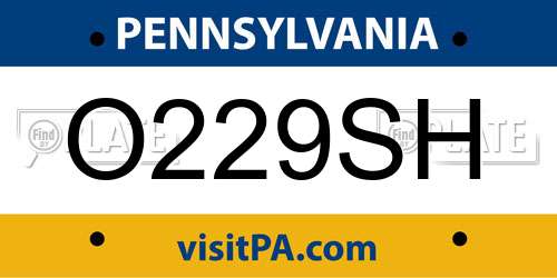 O229SH Pennsylvania License Plate