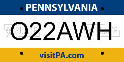 O22AWH Pennsylvania License Plate