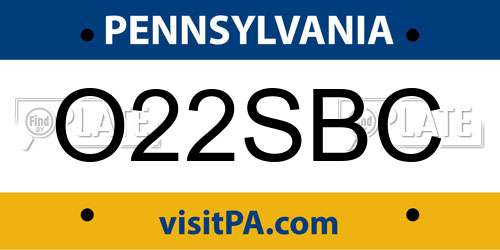 O22SBC Pennsylvania License Plate