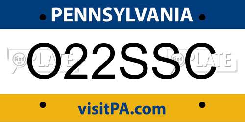 O22SSC Pennsylvania License Plate