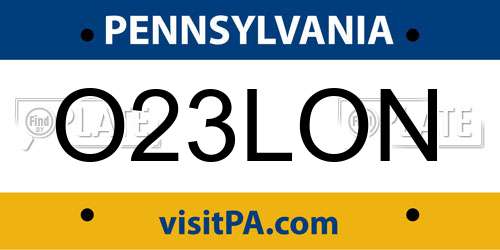 O23LON Pennsylvania License Plate